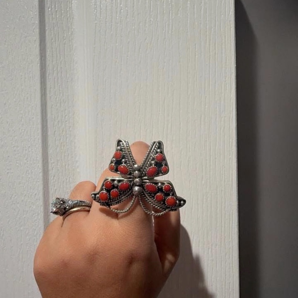 Native Made Authentic CORAL SS ring